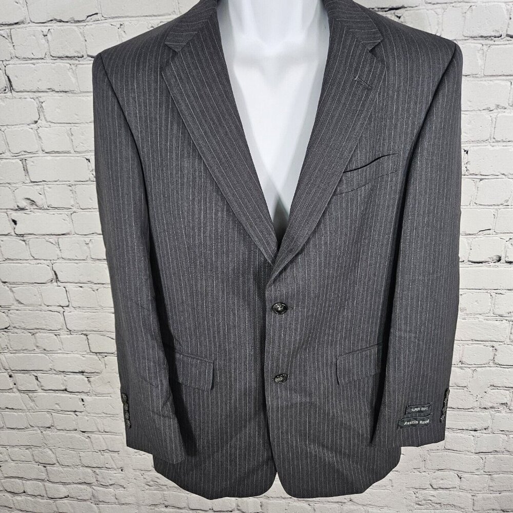 NWT Austin Reed Blazer Grey Pin Striped Super 110s 2 Button Single Breast 39 R